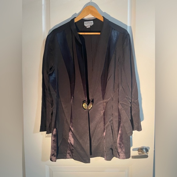 Joseph Ribkoff Vintage Evening Blazer size 10 Black Satin Retro 70s - Picture 1 of 11
